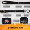3 – Ratchet Tie-down Straps – 15 feet long – 1 inch – s hook – motorcycle, dirt bike, kayak, canoe, cargo straps – 4 pack vehiclex