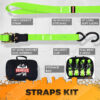3 – Ratchet Tie-down Straps – 15 feet long – 1 inch – s hook – motorcycle, dirt bike, kayak, canoe, cargo straps – 4 pack lime green vehiclex