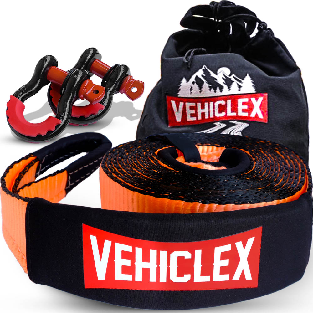 3x8 Tree Saver Strap & 2 Bow Shackles of 58000 LBS/26308 KG Each VEVOR Winch Recovery Kit 100% Nylon & Forged Steel Snatch Block Kit with 3x20 Towing Strap Off Road Recovery Gear 8PCS 