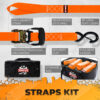 3 – set description – motorcycle tie-downs ratchet straps offroad cargo powersports heavy duty s-hooks load handles – 8 feet long – 4 pk – vehiclex orange