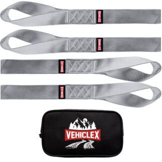 Vehiclex Soft Loop Motorcycle Tie Down Straps 1.5 x 18 inches - Silver - 10000 lb 4 Pk