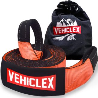 Vehiclex 4" 3/8 x 30′ Emergency Tow Recovery Strap – Wide and Strong – 45000lbs BS