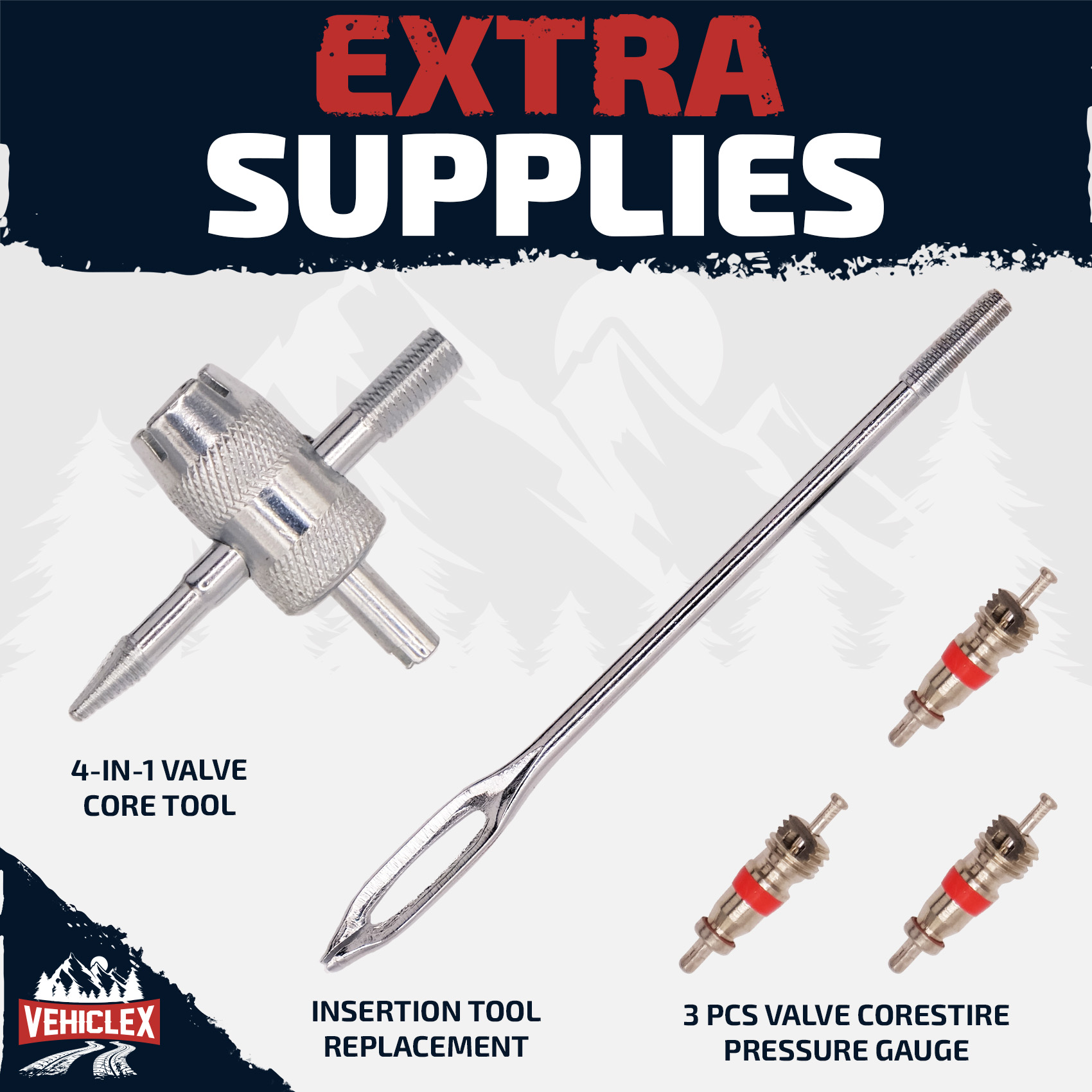 4 – Vehiclex tire repair kit with plugs and metal tools