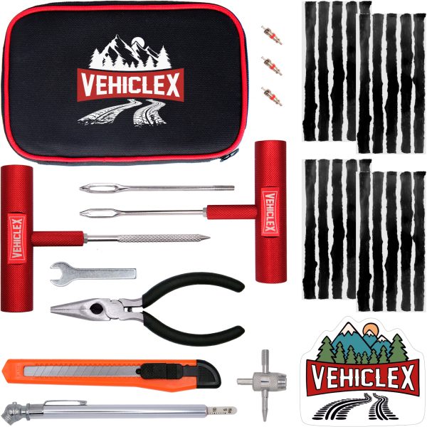 Main – Vehiclex tire repair kit with plugs and metal tools with pliers