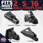 Vehiclex trailer coupler lock compatibility with different trailer coupler types